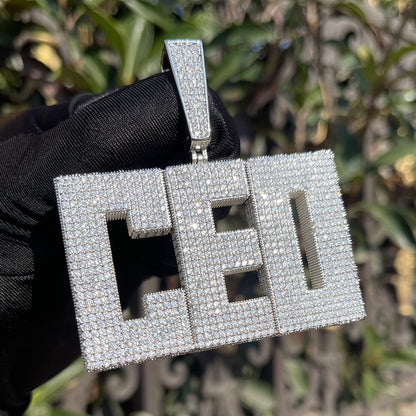 Solid Edition Iced Out Personalized Custom Name Necklace Pendant - Luxury Custom Jewelry
