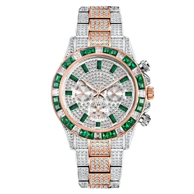 Luxury Six-Pin Men's Watch | Multifunctional Iced Out Watch | Stainless Steel Waterproof Quartz Wristwatch | Calendar Men’s Clock | Caratix - CaratixJewelry