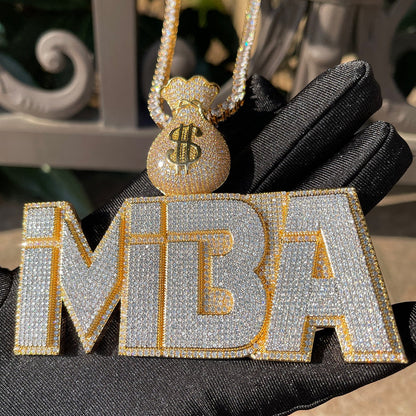 Money Bag Bail Two Layers Iced Out Personalized Custom Name Necklace Pendant – Luxury Hip Hop Jewelry for Men & Women