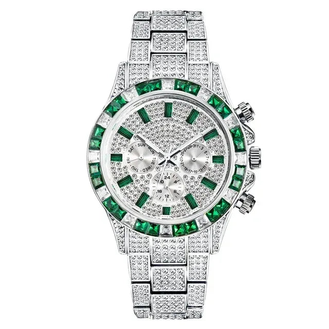 Luxury Six-Pin Men's Watch | Multifunctional Iced Out Watch | Stainless Steel Waterproof Quartz Wristwatch | Calendar Men’s Clock | Caratix - CaratixJewelry