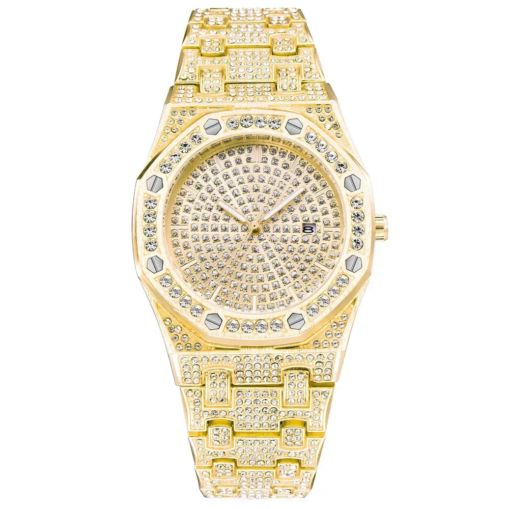 Luxury Full Iced Out Watch for Men | New Top Brand Hip Hop Quartz Wristwatch | Male Gold Silver Clock | 2026 Relogio Masculino | Drop Shipping | Caratix - CaratixJewelry