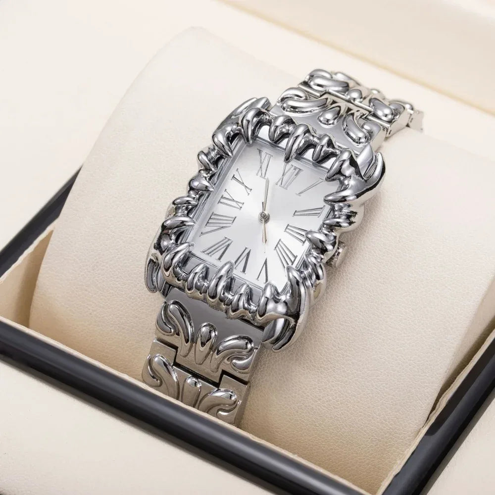 Luxury Claw Design Watch for Men & Women | Square Alabaster Roman Numeral Wristwatch | Iced Out Watch Gift | 2026 Relogio Dropshipping | Caratix - CaratixJewelry