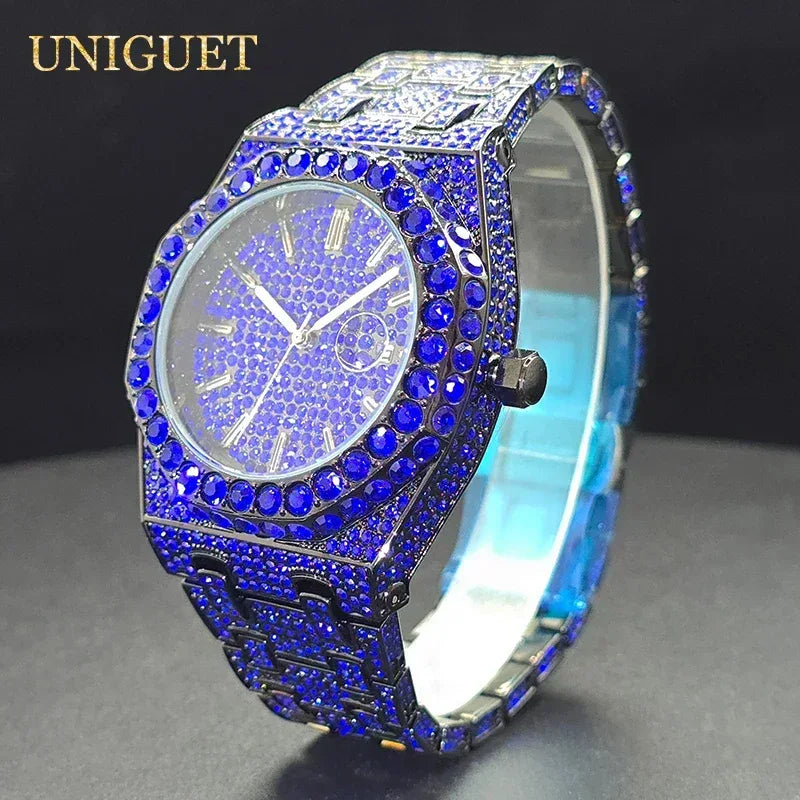 Octagonal Luxury Men's Watch with Big Zircon Bezel | Iced Out Quartz Hip Hop Hand Clock | Unique Dropshipping Watch | Caratix - CaratixJewelry