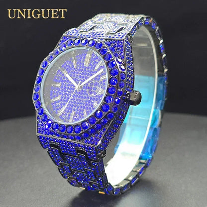 Octagonal Luxury Men's Watch with Big Zircon Bezel | Iced Out Quartz Hip Hop Hand Clock | Unique Dropshipping Watch | Caratix - CaratixJewelry