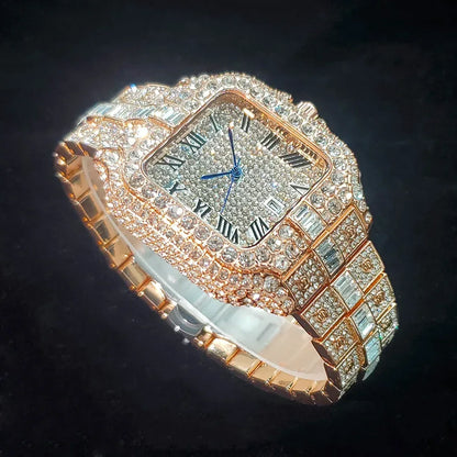 Luxury Square Men's Watch | Hip Hop Bling Bling Iced Out Watch | Stainless Steel Waterproof Fashion Clock | 2026 New Relogio | Caratix - CaratixJewelry