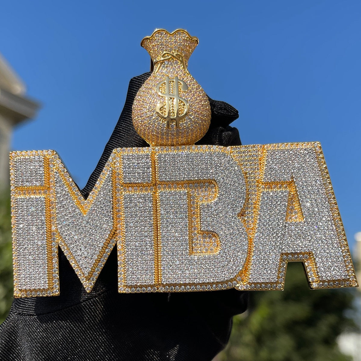 Money Bag Bail Two Layers Iced Out Personalized Custom Name Necklace Pendant – Luxury Hip Hop Jewelry for Men & Women