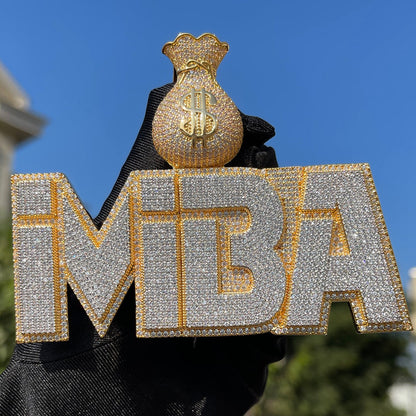 Money Bag Bail Two Layers Iced Out Personalized Custom Name Necklace Pendant – Luxury Hip Hop Jewelry for Men & Women