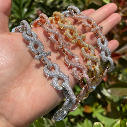 18MM Cross and Infinity Link Iced Out Diamond Necklace Chain – Luxury Hip Hop Jewelry for Men & Women