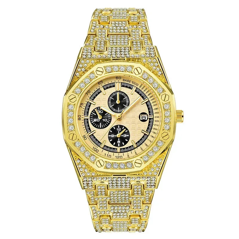 Luxury Full Iced Out Watch for Men | New Top Brand Hip Hop Quartz Wristwatch | Male Gold Silver Clock | 2026 Relogio Masculino | Drop Shipping | Caratix - CaratixJewelry
