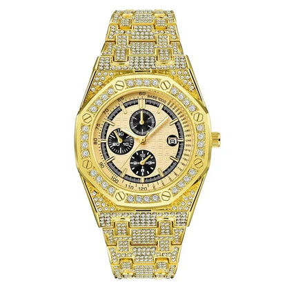Luxury Full Iced Out Watch for Men | New Top Brand Hip Hop Quartz Wristwatch | Male Gold Silver Clock | 2026 Relogio Masculino | Drop Shipping | Caratix - CaratixJewelry