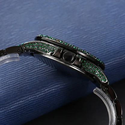 Men's New Green Luxury Watch | Unique Bling Iced Out Watch | Waterproof Luminous Hip Hop Clock | Relogios Masculino | Caratix - CaratixJewelry