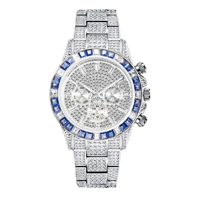 Luxury Six-Pin Men's Watch | Multifunctional Iced Out Watch | Stainless Steel Waterproof Quartz Wristwatch | Calendar Men’s Clock | Caratix - CaratixJewelry