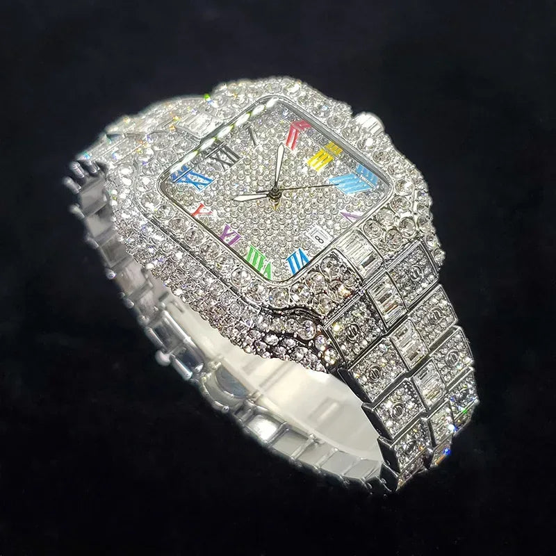 Luxury Rose Gold Square Watch for Men | 2026 New Hip Hop Iced Out Watch | Bling Rap Fashion Relogio Masculino for Party | Caratix - CaratixJewelry