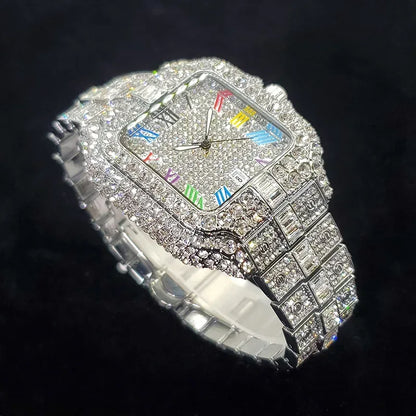 Luxury Rose Gold Square Watch for Men | 2026 New Hip Hop Iced Out Watch | Bling Rap Fashion Relogio Masculino for Party | Caratix - CaratixJewelry