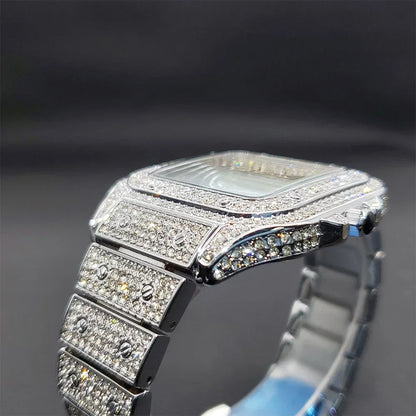 Luxury Square Iced Out Watch for Men | Full Quartz Wristwatch | Unique Bling Jewelry Reloj Para Hombre | Caratix - CaratixJewelry