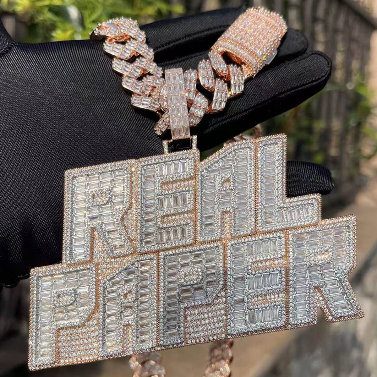 Rich Baguette & Diamond Iced Out Personalized Custom Name Necklace Pendant - Luxury Custom Jewelry