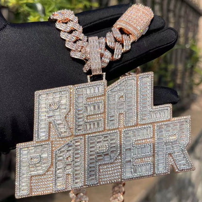 Rich Baguette & Diamond Iced Out Personalized Custom Name Necklace Pendant - Luxury Custom Jewelry