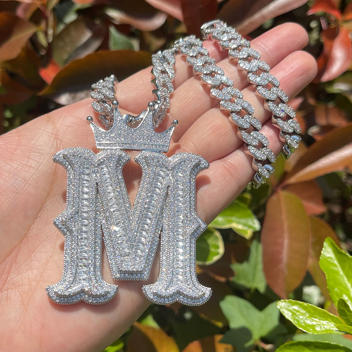 Special Crown Edition Iced Out Initial Custom Name Necklace Pendant - Luxury Custom Jewelry