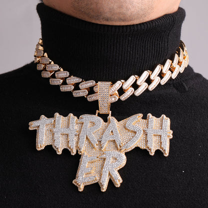 Street Drip Bold Letters Iced Out Personalized Custom Name Necklace Pendant – Luxury Hip Hop Jewelry for Men & Women