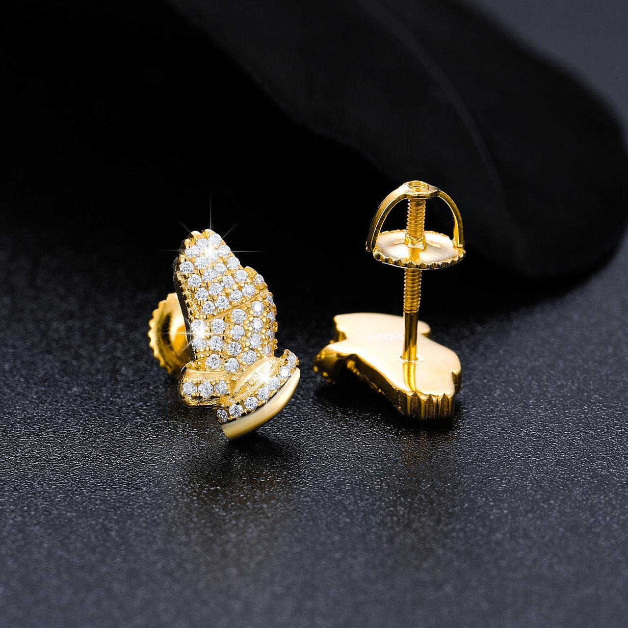 Hands of Prayer Genuine VVS Diamond Solid 925 Silver Bling Hip Hop Earrings – Iced Out Jewelry