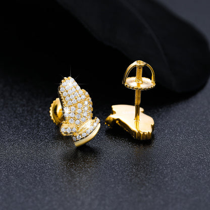 Hands of Prayer Genuine VVS Diamond Solid 925 Silver Bling Hip Hop Earrings – Iced Out Jewelry