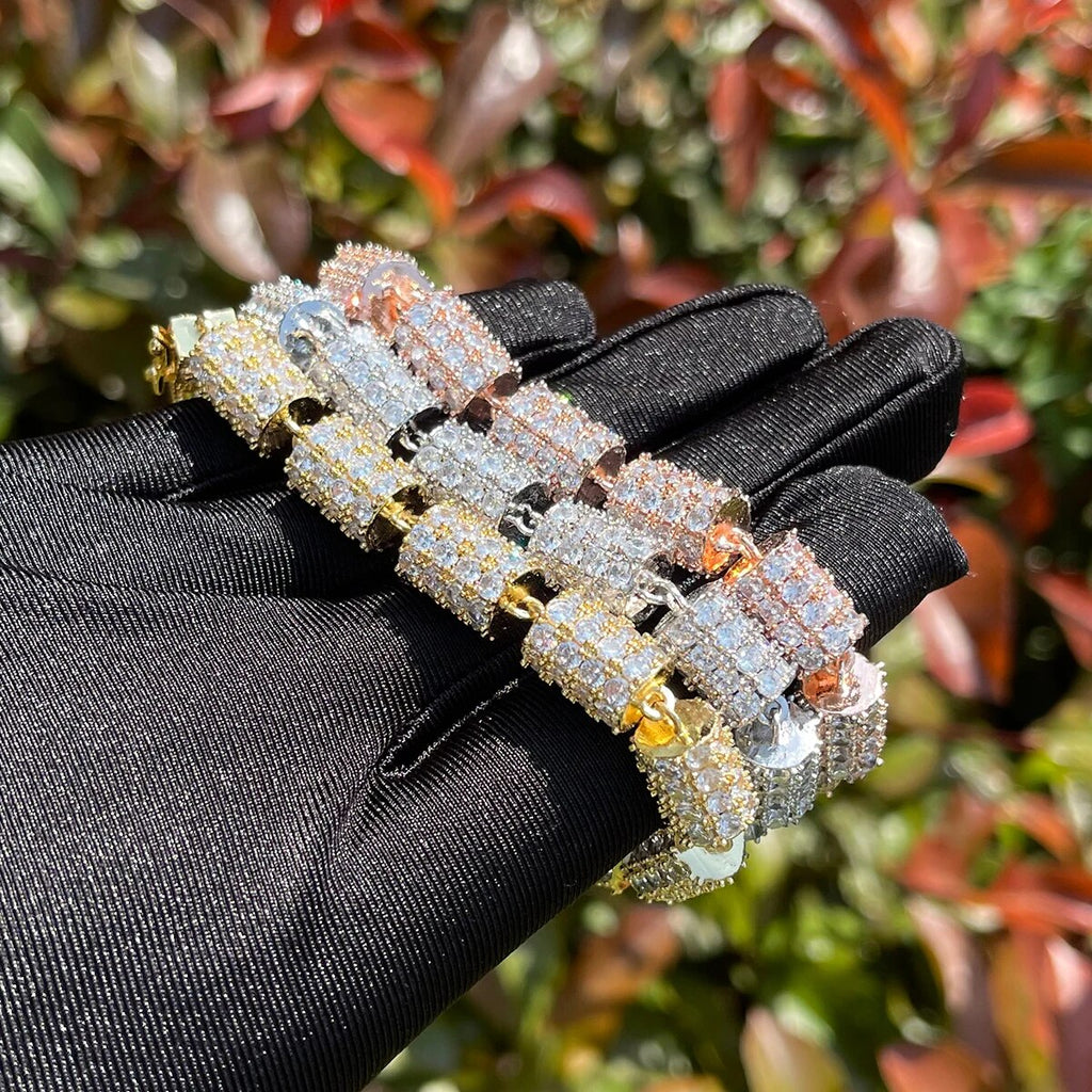 10MM Cylindrical Iced Diamond Bracelet