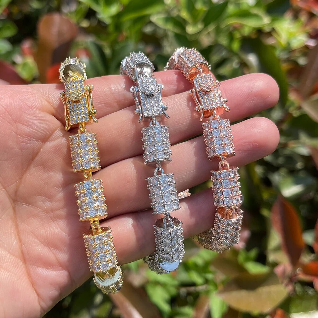 10MM Cylindrical Iced Diamond Bracelet