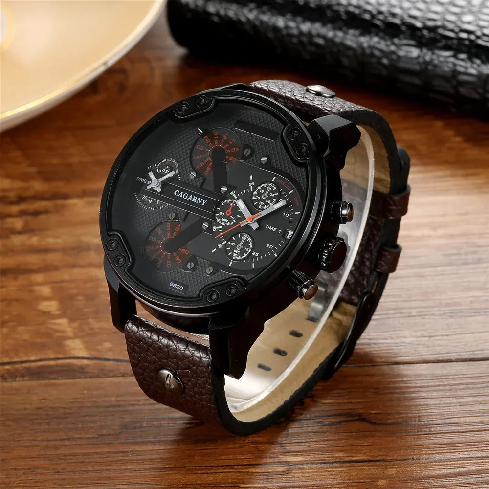 Luxury Big Dial Watch for Men | High Quality Leather Strap Quartz Wristwatch | Fashion Iced Out Watch | 2026 Relogio Masculino | Dropshipping New | Caratix - CaratixJewelry