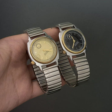 Vintage Ladies' Spring Strap Watch | Independent Second Dial Retro Iced Out Watch | Light Luxury Telescopic Bracelet Timepiece | Niche Quartz Clock | Caratix - CaratixJewelry