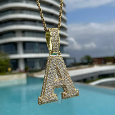 Clarity Initial Iced Out Custom Name Necklace Pendant - Luxury Custom Jewelry - CaratixJewelry