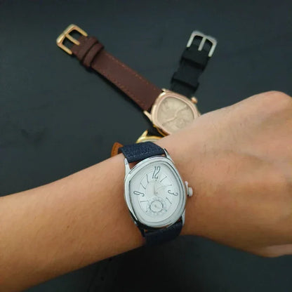 Luxury 36mm Twisted Design Watch | Retro Punk Aesthetic Iced Out Watch | Niche Irregular Quartz Timepiece | Unisex Gold Silver Bronze | Caratix - CaratixJewelry
