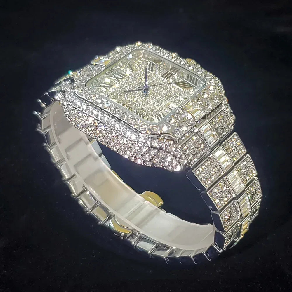 Luxury Square Men's Watch | Hip Hop Bling Bling Iced Out Watch | Stainless Steel Waterproof Fashion Clock | 2026 New Relogio | Caratix - CaratixJewelry