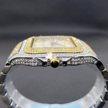 Luxury Square Iced Out Watch for Men | Full Quartz Wristwatch | Unique Bling Jewelry Reloj Para Hombre | Caratix - CaratixJewelry