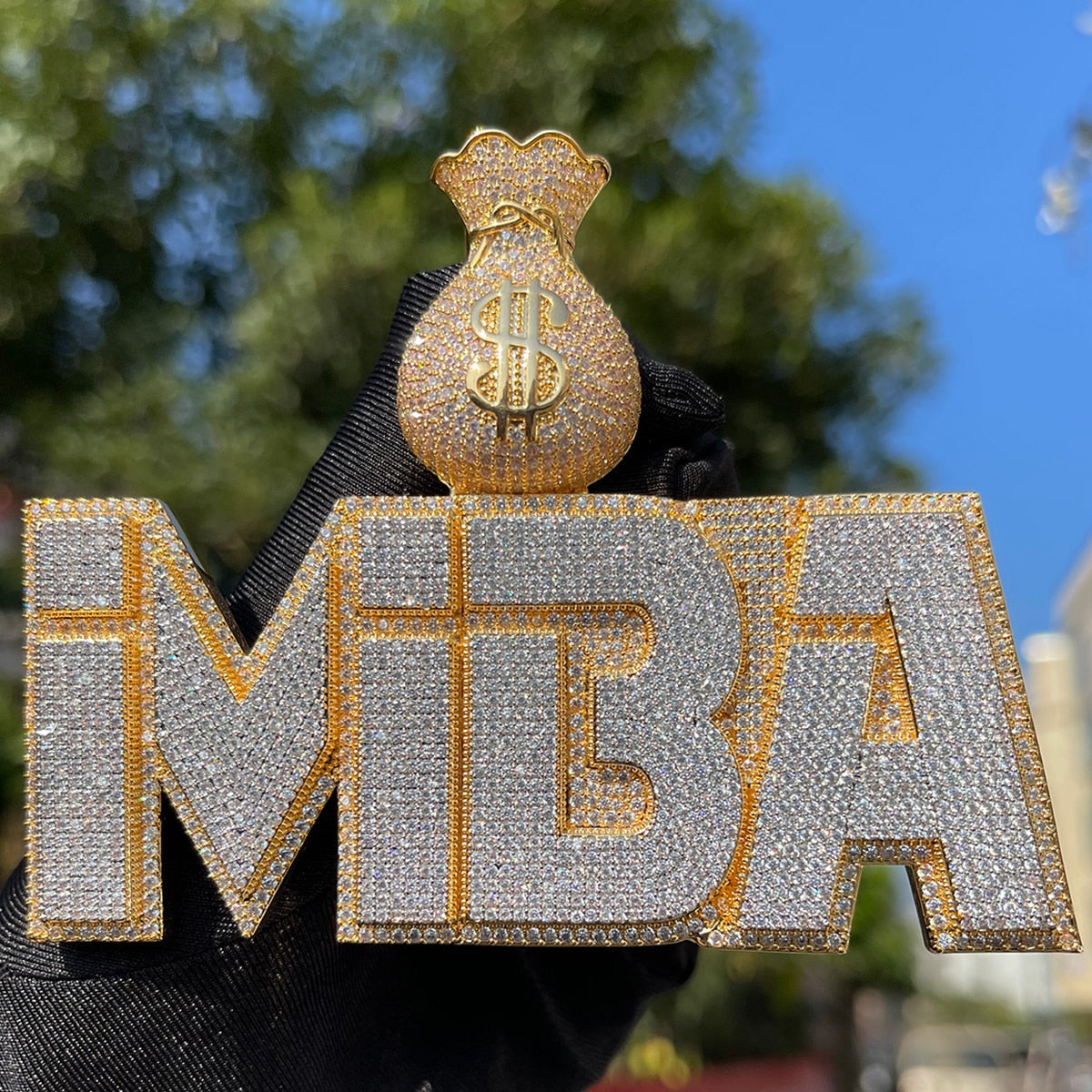 Money Bag Bail Two Layers Iced Out Personalized Custom Name Necklace Pendant – Luxury Hip Hop Jewelry for Men & Women