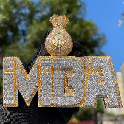 Money Bag Bail Two Layers Iced Out Personalized Custom Name Necklace Pendant – Luxury Hip Hop Jewelry for Men & Women