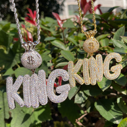 Bag Chaser Drip Iced Out Personalized Custom Name Necklace Pendant - Luxury Custom Jewelry