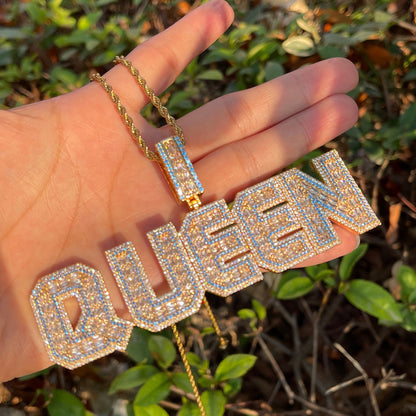 Special Blue Iced Out Personalized Custom Name Necklace Pendant - Luxury Custom Jewelry