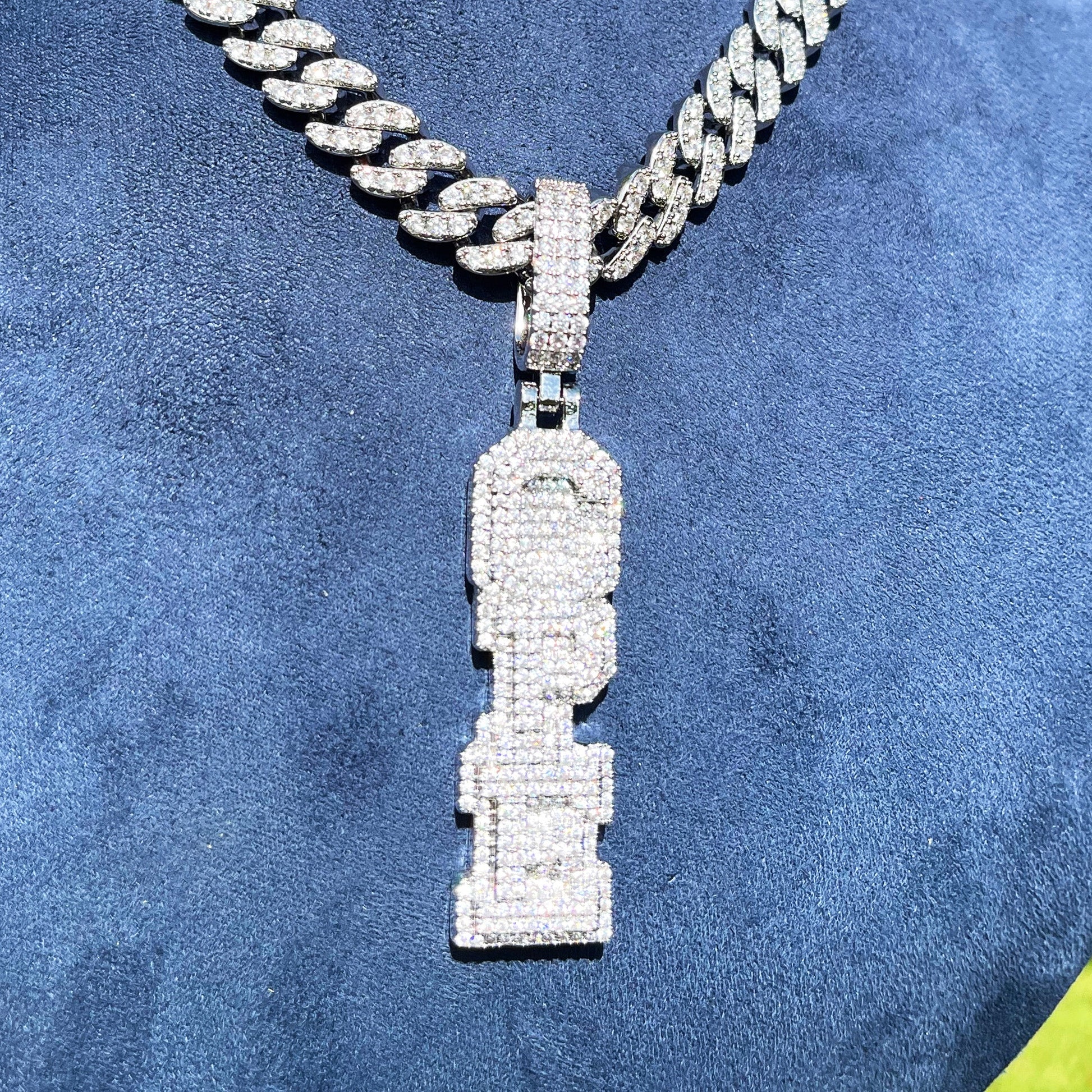 Stacked Letters Iced Out Personalized Custom Name Necklace Pendant 