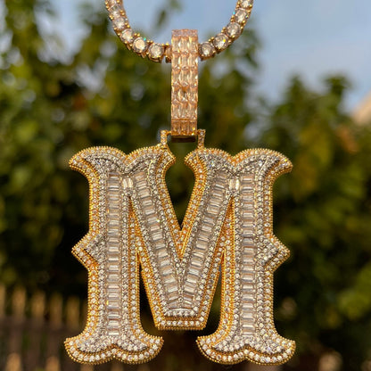 Sharp Cursive Iced Out Initial Custom Name Necklace Pendant - Luxury Custom Jewelry