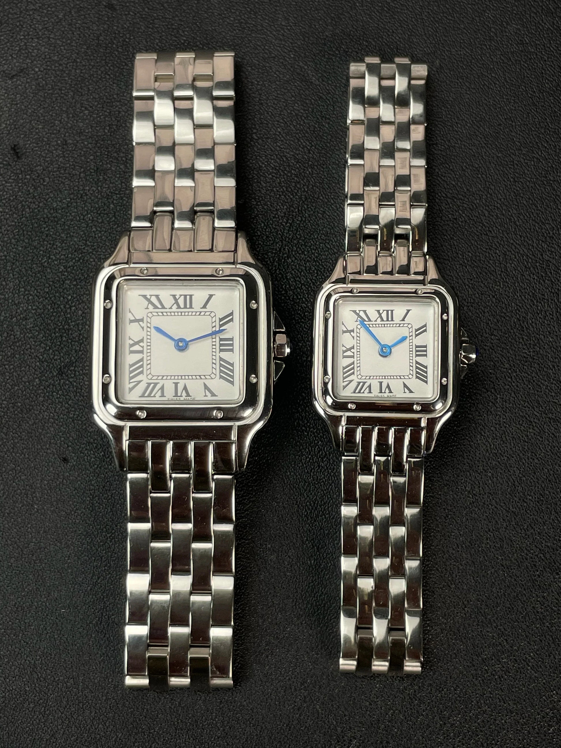 Classic Square Couple's Watch Set | Roman Numerals Luxury Iced Out Watch | Men & Women’s Stainless Steel Quartz | 2026 Trendy Gift | Caratix - CaratixJewelry