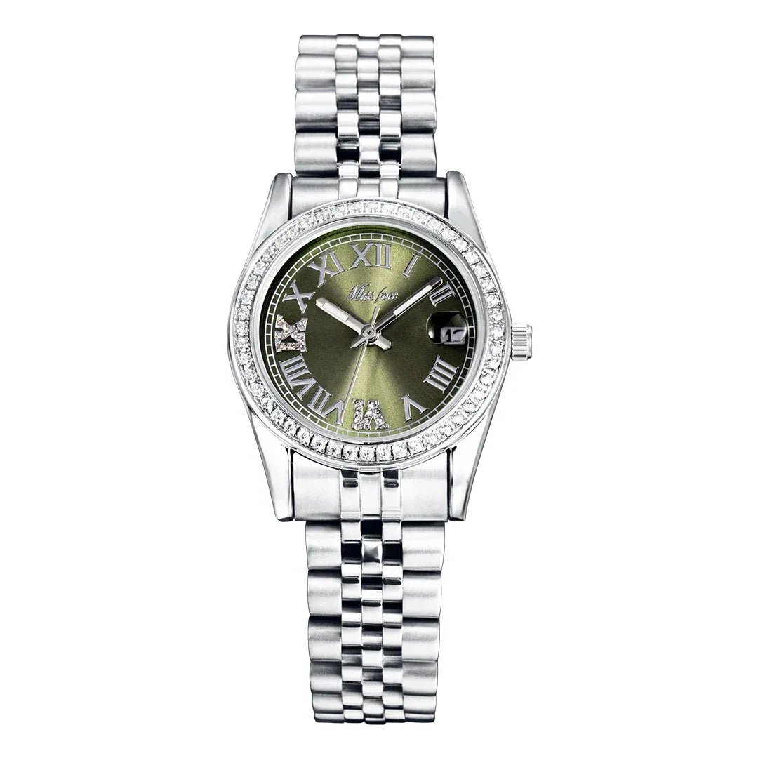 Luxury Women's Stainless Steel Watch | Japan Movement Ladies Quartz Wristwatch | Waterproof Calendar Iced Out Watch | Reloj Mujer | Caratix - CaratixJewelry