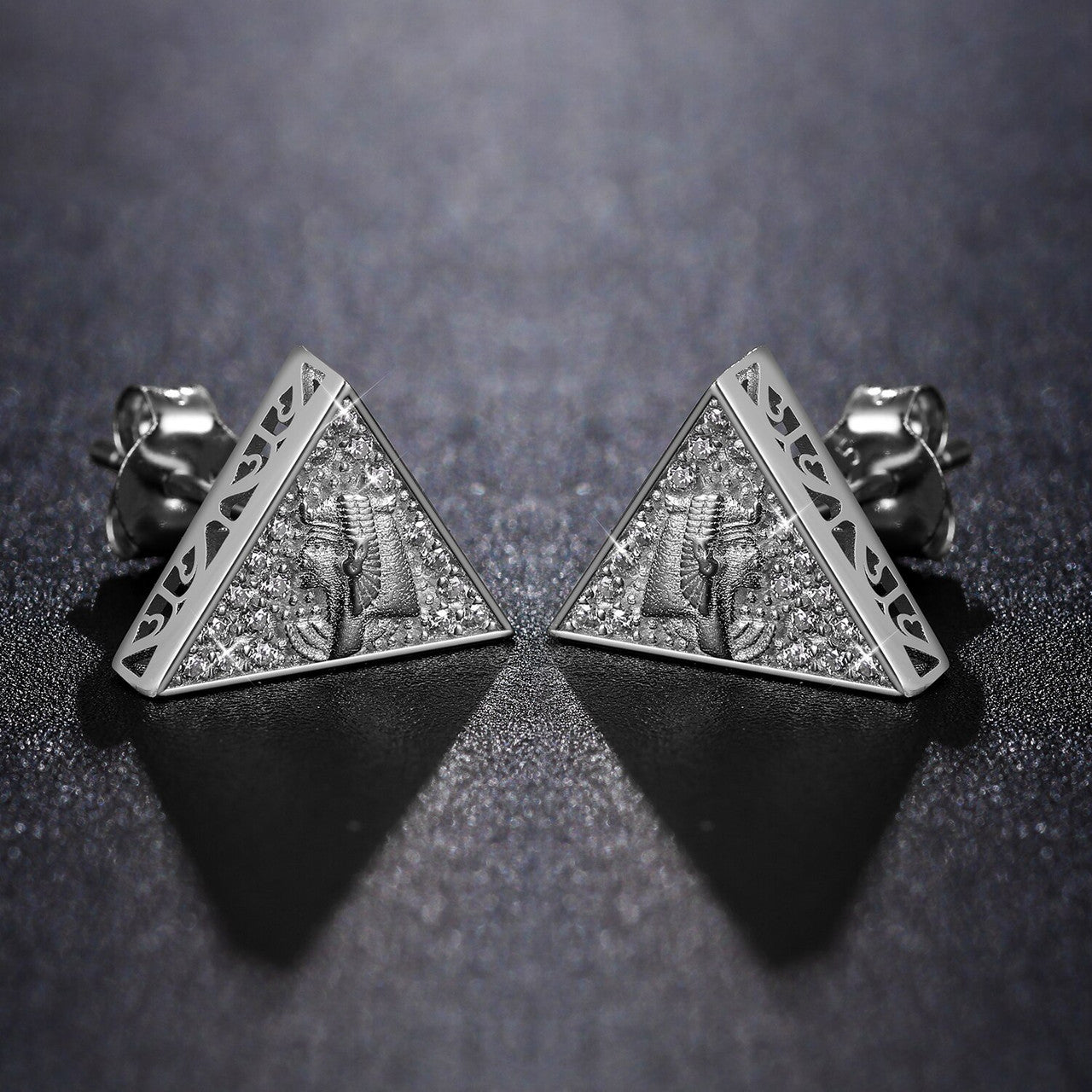 Ancient African Pyramid Pharaoh D Color VVS Diamond Solid 925 Silver Hip Hop Earrings – Iced Out Jewelry
