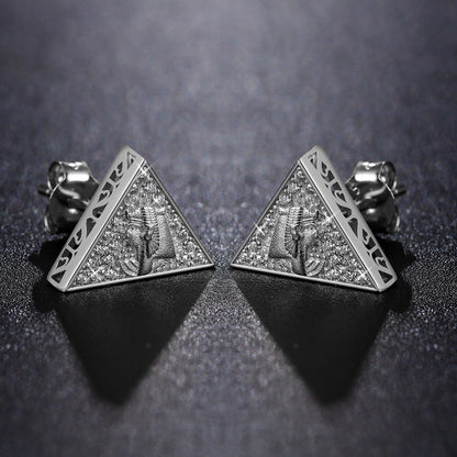 Ancient African Pyramid Pharaoh D Color VVS Diamond Solid 925 Silver Hip Hop Earrings – Iced Out Jewelry