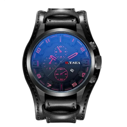 Hot Fashion Men's Oversized Sport Watch | Large Dial Military Army Clock | Leather Strap Iced Out Watch Style | 2026 Relogios Masculino | Caratix - CaratixJewelry