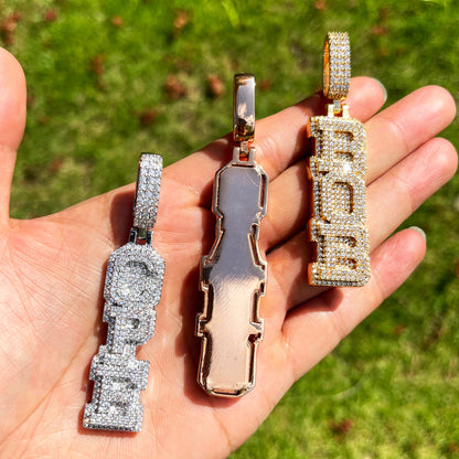 Stacked Letters Iced Out Personalized Custom Name Necklace Pendant – Luxury Hip Hop Jewelry for Men & Women
