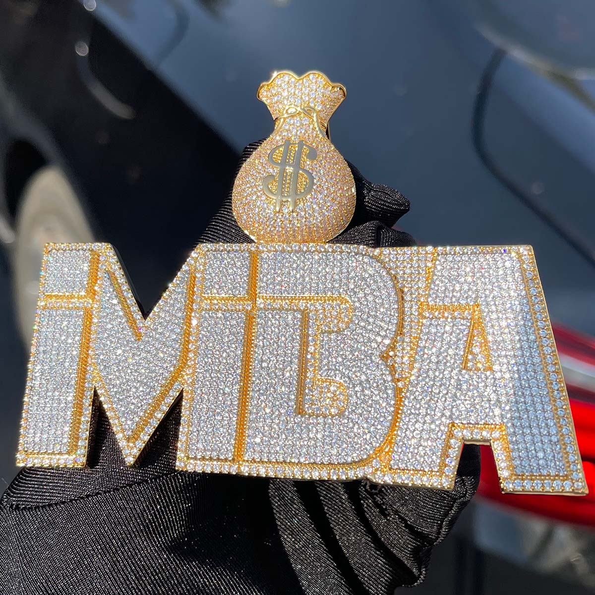 Money Bag Bail Two Layers Iced Out Personalized Custom Name Necklace Pendant – Luxury Hip Hop Jewelry for Men & Women