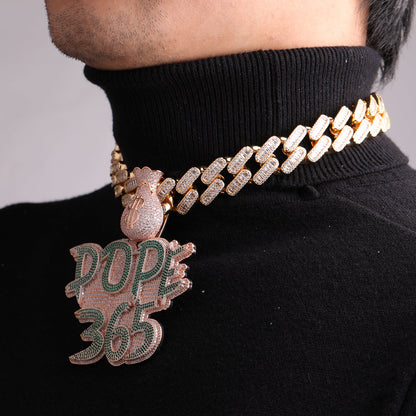 Money Bag Bail Two Tone Solid Iced Out Personalized Custom Name Necklace Pendant - Luxury Custom Jewelry