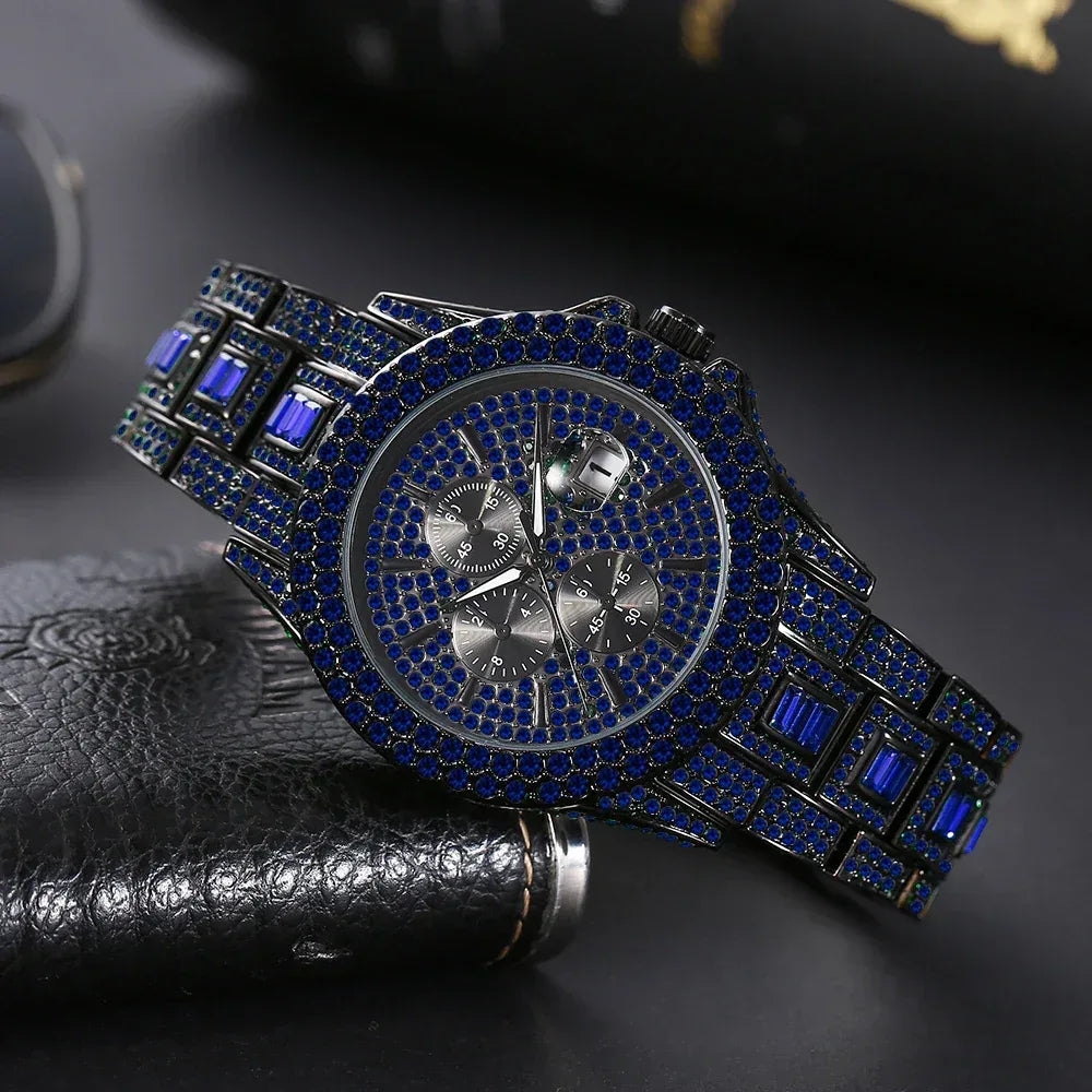 Men's New Green Luxury Watch | Unique Bling Iced Out Watch | Waterproof Luminous Hip Hop Clock | Relogios Masculino | Caratix - CaratixJewelry