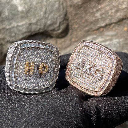 Iced Out Custom Letters Diamond Ring – Luxury Hip Hop Jewelry for Men & Women