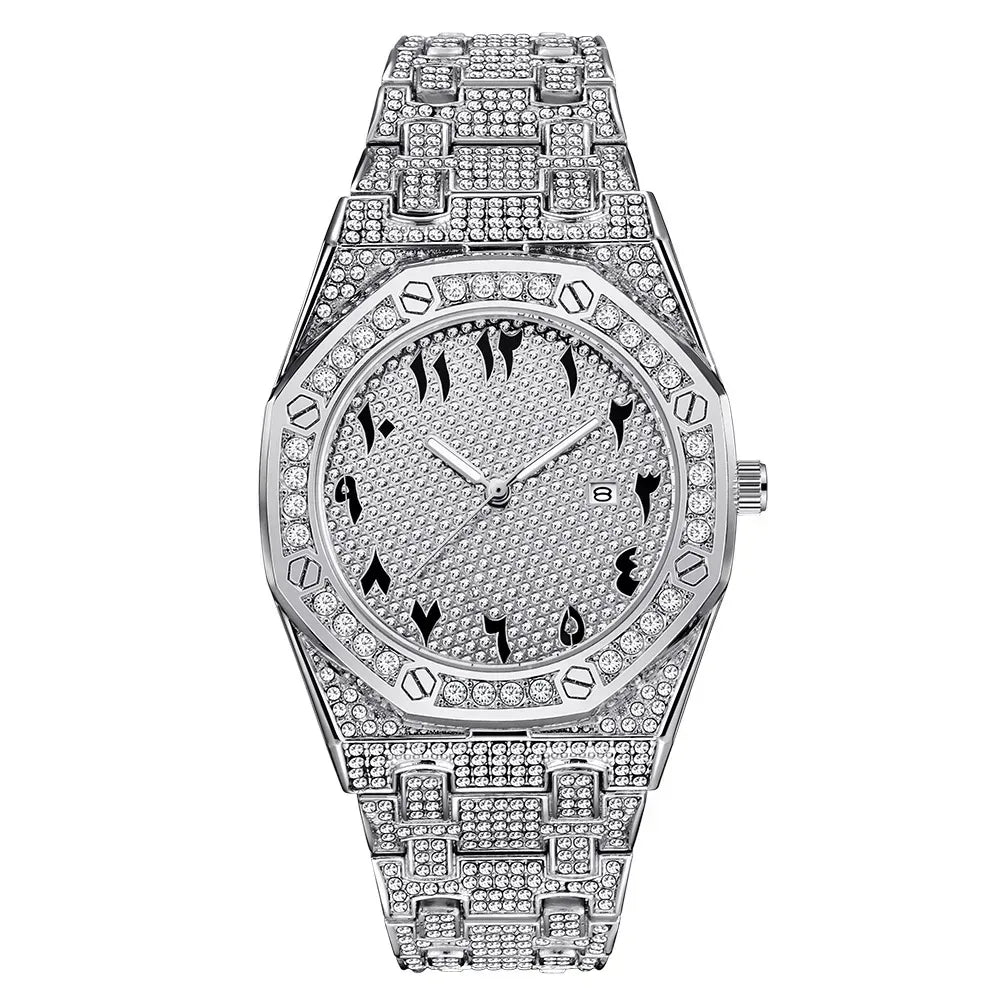 Luxury Full Iced Out Watch for Men | New Top Brand Hip Hop Quartz Wristwatch | Male Gold Silver Clock | 2026 Relogio Masculino | Drop Shipping | Caratix - CaratixJewelry